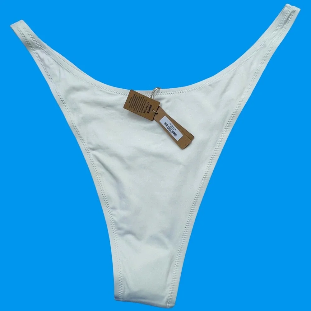 SKIMS Swim Plunge Top +‎ Micro Tanga Bottom Bikini Set Marble 4X